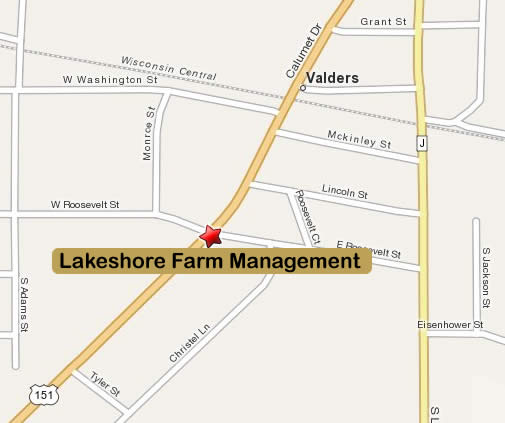 Mapquest Map of Lakeshore Farm Management in Valders, WI